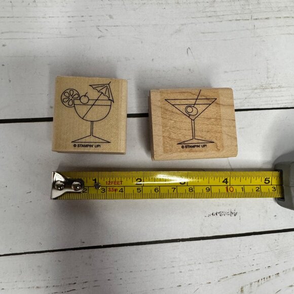 Stampin Up! Cheers To You Wood Mounted Rubber Stamps Set of 6 Cocktail Beer Wine - Picture 7 of 12